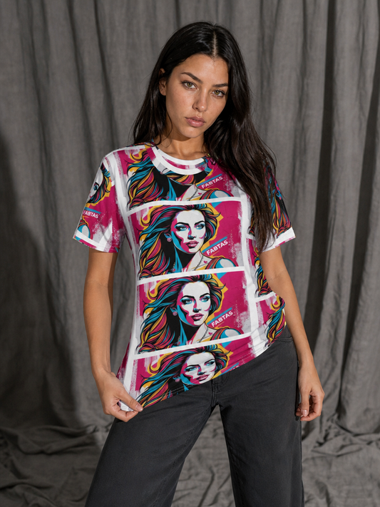 FABTAS Pop Art Women’s cotton crew neck t-shirt
