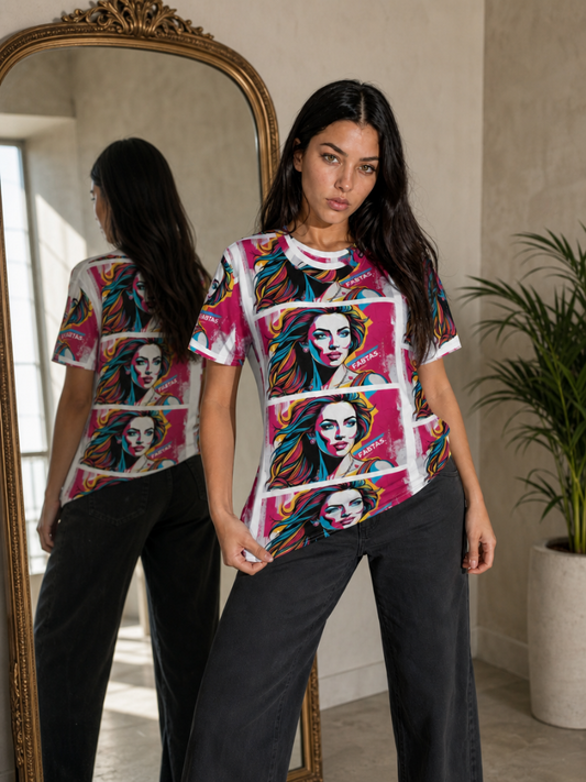 FABTAS Pop Art Women’s cotton crew neck t-shirt