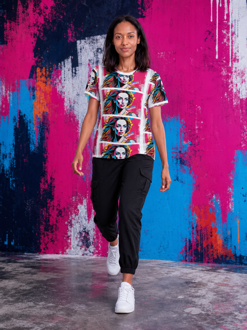 FABTAS Pop Art Women’s cotton crew neck t-shirt