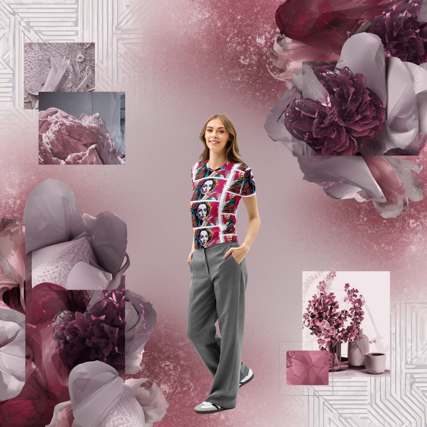 FABTAS Pop Art Women’s cotton crew neck t-shirt