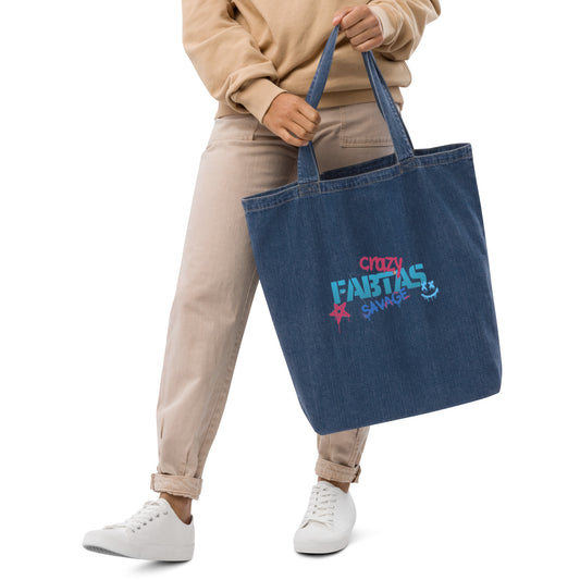 FABTAS Crazy Savage Organic denim tote bag