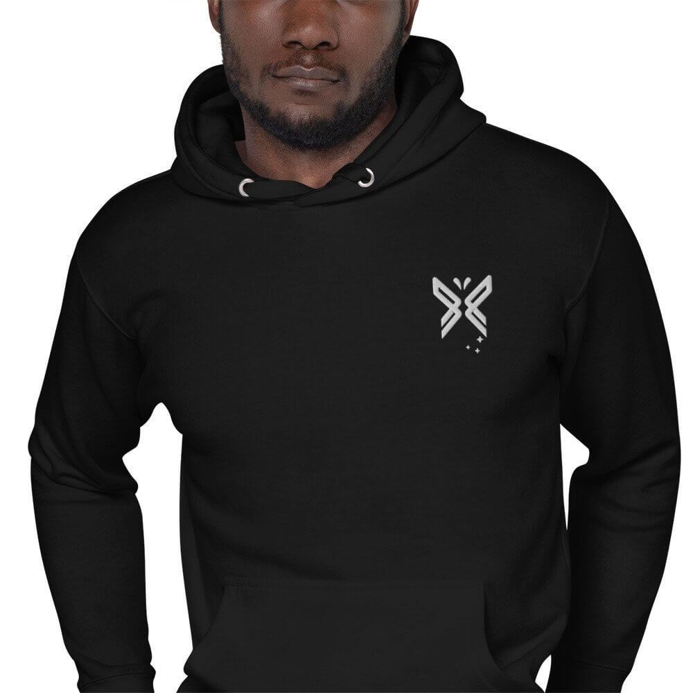 FABTAS White Restructured Butterfly Unisex Hoodie Black